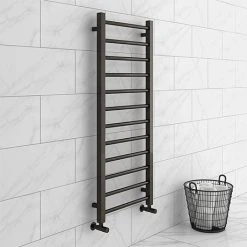 Brooklyn Black Nickel 1200 x 500mm Straight Heated Towel Rail