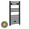 E-Diamond Electric Only Heated Towel Rail - W400mm x H720mm - Matt Black - Straight