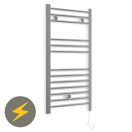 E-Diamond Electric Only Heated Towel Rail - W400mm x H720mm - Chrome - Straight 3 E-Diamond Electric Only Heated Towel Rail - W400mm x H720mm - Chrome - Straight