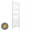 E-Diamond Electric Only Heated Towel Rail - W480mm x H1375mm - White - Straight -Cheap Bathroom Heating Store 384996 p