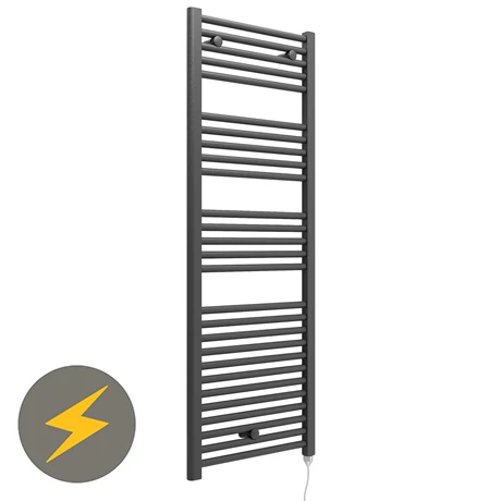 E-Diamond Electric Only Heated Towel Rail - W480mm x H1375mm - Anthracite - Straight 3 E-Diamond Electric Only Heated Towel Rail - W480mm x H1375mm - Anthracite - Straight