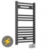 E-Diamond Electric Only Heated Towel Rail w. Digital Thermostat - W400mm x H720mm - Anthracite - Straight