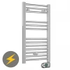 E-Diamond Electric Only Heated Towel Rail w. Digital Thermostat - W400mm x H720mm - Chrome - Straight -Cheap Bathroom Heating Store 388533 p