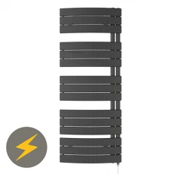 E-Delta Electric Only Heated Towel Rail - W550mm x H1380mm - Anthracite