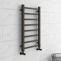Brooklyn Black Nickel 800 x 500mm Straight Heated Towel Rail