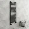 Diamond Curved Heated Towel Rail - W500 x H1200mm - Anthracite -Cheap Bathroom Heating Store ACT5X1200 n p