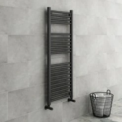 Diamond Heated Towel Rail - W500 x H1200mm - Anthracite