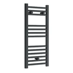 Diamond Heated Towel Rail - W300 x H800mm - Anthracite - Straight