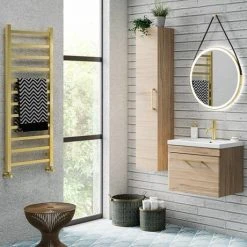 Arezzo Cube Brushed Brass 1200 x 500 Heated Towel Rail -Cheap Bathroom Heating Store AZ125BBSQ d4 460