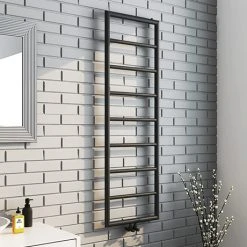 Arezzo Matt Black 1500 x 500 Ladder Heated Towel Rail