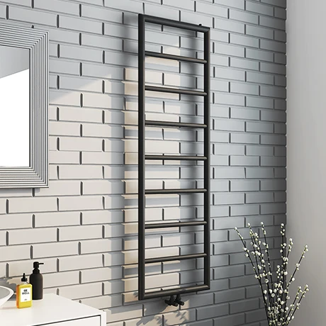 Arezzo Matt Black 1500 x 500 Ladder Heated Towel Rail 3 Arezzo Matt Black 1500 x 500 Ladder Heated Towel Rail