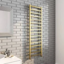 Arezzo Cube Brushed Brass 1600 x 500 Heated Towel Rail -Cheap Bathroom Heating Store AZ165BBSQ N d1 460