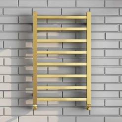Arezzo Cube Brushed Brass 800 x 500 Heated Towel Rail -Cheap Bathroom Heating Store AZ85BBSQ n d3 460