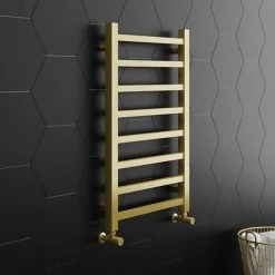 Arezzo Cube Brushed Brass 800 x 500 Heated Towel Rail
