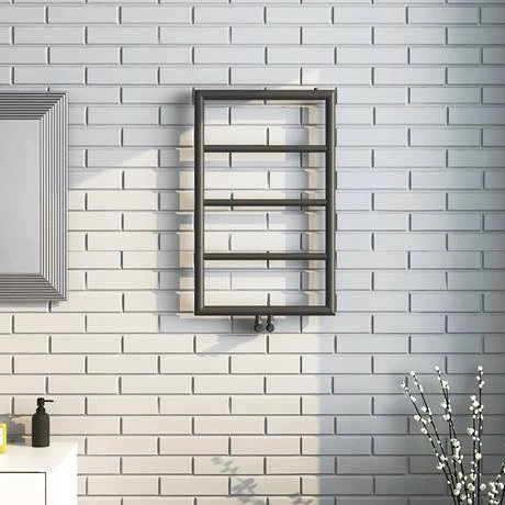 Arezzo Matt Black 800 x 500 Ladder Heated Towel Rail 4 Arezzo Matt Black 800 x 500 Ladder Heated Towel Rail - Image 2