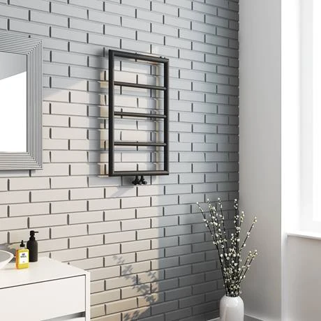 Arezzo Matt Black 800 x 500 Ladder Heated Towel Rail 5 Arezzo Matt Black 800 x 500 Ladder Heated Towel Rail - Image 3
