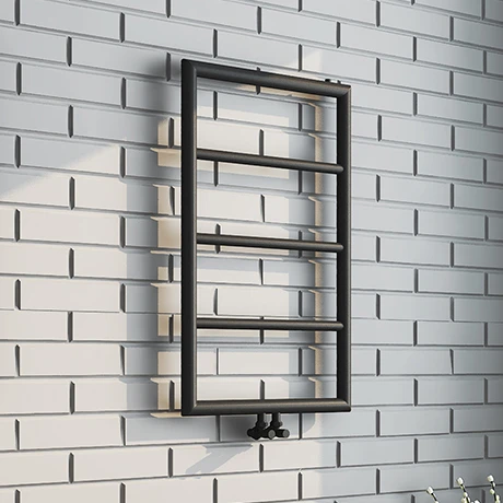 Arezzo Matt Black 800 x 500 Ladder Heated Towel Rail 3 Arezzo Matt Black 800 x 500 Ladder Heated Towel Rail