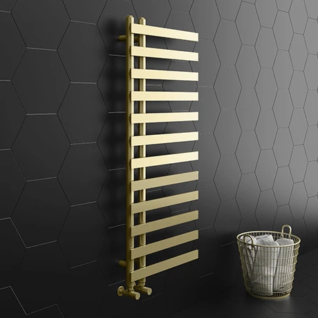 Arezzo Brushed Brass 1200 x 500mm 12 Bars Designer Heated Towel Rail 3 Arezzo Brushed Brass 1200 x 500mm 12 Bars Designer Heated Towel Rail