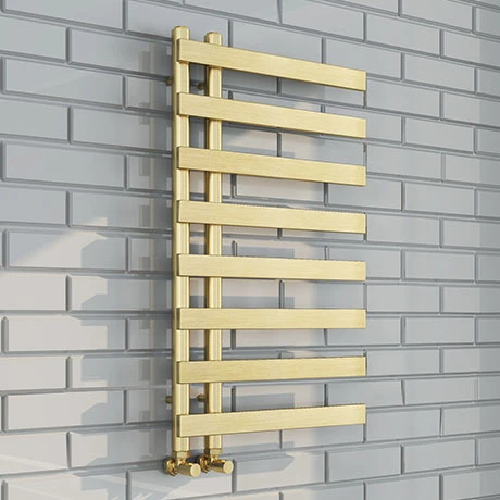 Arezzo Brushed Brass 800 x 500mm 8 Bars Designer Heated Towel Rail 3 Arezzo Brushed Brass 800 x 500mm 8 Bars Designer Heated Towel Rail