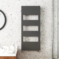 Arezzo Anthracite 1200 x 500 Designer Panel Radiator with Towel Rails