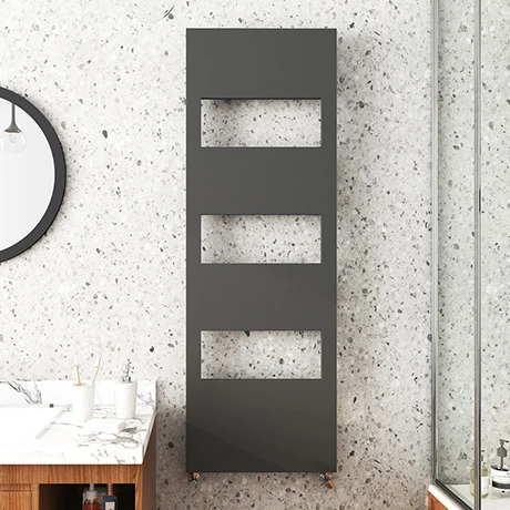 Arezzo Anthracite 1500 x 500 Designer Panel Radiator with Towel Rails 3 Arezzo Anthracite 1500 x 500 Designer Panel Radiator with Towel Rails
