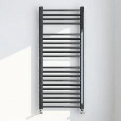 Brooklyn 1200 x 500mm Black Nickel Straight Heated Towel Rail
