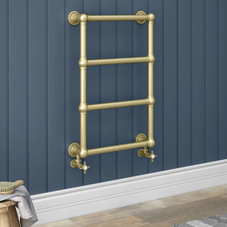 Chatsworth Traditional 498 x 748 Brushed Brass Wall Mounted Heated Towel Rail 3 Chatsworth Traditional 498 x 748 Brushed Brass Wall Mounted Heated Towel Rail