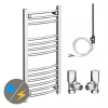 Diamond 400 x 800mm Curved Heated Towel Rail (incl. Valves + Electric Heating Kit)