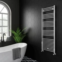 Diamond Heated Towel Rail - 600mm x 1600mm - Chrome - Straight