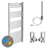 Diamond 500 x 1200mm Straight Heated Towel Rail (incl. Valves + Electric Heating Kit)