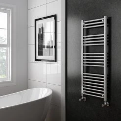 Diamond Heated Towel Rail - W500 x H1200mm - Chrome - Straight
