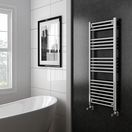 Diamond Heated Towel Rail - W500 x H1200mm - Chrome - Straight 2 Diamond Heated Towel Rail - W500 x H1200mm - Chrome - Straight