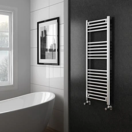 Diamond Heated Towel Rail - W400 x H1200mm - Chrome - Straight 4 Diamond Heated Towel Rail - W400 x H1200mm - Chrome - Straight - Image 2