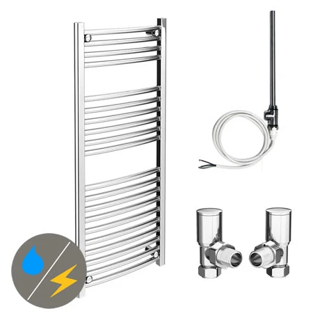 Diamond 500 x 1200mm Curved Heated Towel Rail (incl. Valves + Electric Heating Kit) 3 Diamond 500 x 1200mm Curved Heated Towel Rail (incl. Valves + Electric Heating Kit)