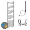 Diamond 500 x 1600mm Curved Heated Towel Rail (incl. Valves + Electric Heating Kit) -Cheap Bathroom Heating Store COL017 EHK n prod