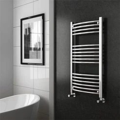 Diamond Curved Heated Towel Rail - W600 x H1000mm - Chrome