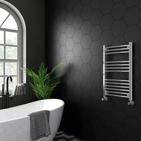 Diamond Curved Heated Towel Rail - W500 x H800mm - Chrome 4 Diamond Curved Heated Towel Rail - W500 x H800mm - Chrome - Image 2