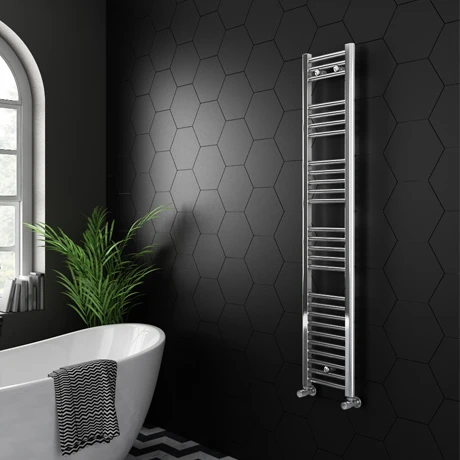 Diamond Heated Towel Rail - W300 x H1600mm - Chrome - Straight 3 Diamond Heated Towel Rail - W300 x H1600mm - Chrome - Straight