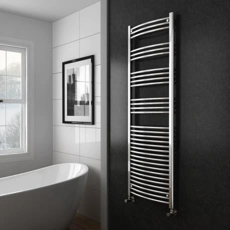 Diamond Curved Heated Towel Rail - W600 x H1800mm - Chrome 4 Diamond Curved Heated Towel Rail - W600 x H1800mm - Chrome - Image 2