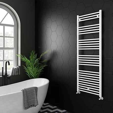 Diamond Heated Towel Rail - W600 x H1600mm - White - Straight 3 Diamond Heated Towel Rail - W600 x H1600mm - White - Straight