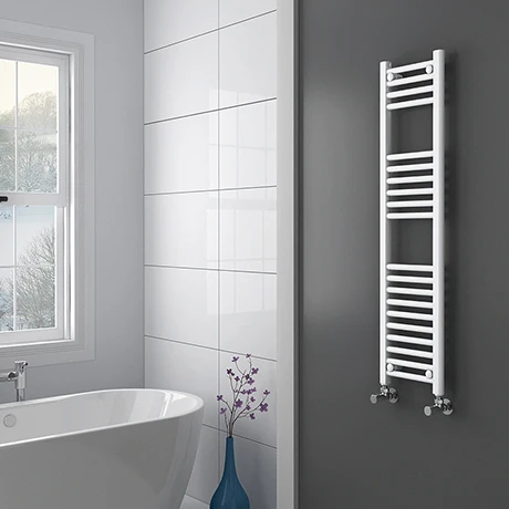 Diamond Heated Towel Rail - W300 x H1200mm - White - Straight 3 Diamond Heated Towel Rail - W300 x H1200mm - White - Straight