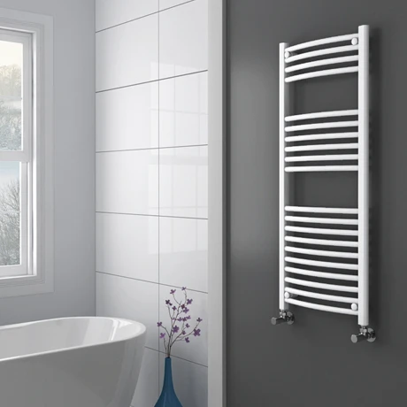 Diamond Curved Heated Towel Rail - W500 x H1200mm - White 3 Diamond Curved Heated Towel Rail - W500 x H1200mm - White