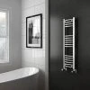 Diamond Curved Heated Towel Rail - W300 x H1000mm - Chrome