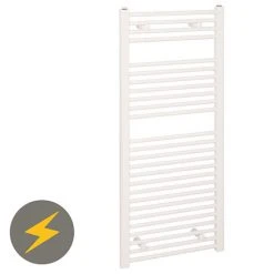 Reina Diva H800 x W600mm White Flat Electric Towel Rail