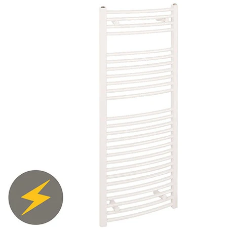 Reina Diva H800 x W400mm White Curved Electric Towel Rail 3 Reina Diva H800 x W400mm White Curved Electric Towel Rail