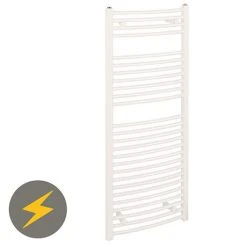 Reina Diva H1200 x W600mm White Curved Electric Towel Rail