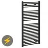 Reina Diva H1200 x W500mm Black Flat Electric Towel Rail