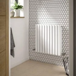Hudson Reed Revive 600 x 586mm Horizontal Double Panel Radiator - Gloss White - HL338D -Cheap Bathroom Heating Store HL338D D1 460