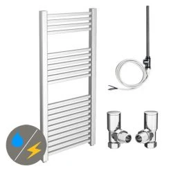 Cube 600 x 1100mm Heated Towel Rail (incl. Valves + Electric Heating Kit)