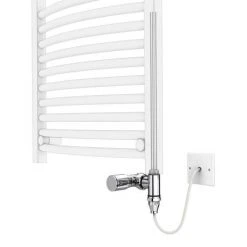 Cube 600 x 1100mm Heated Towel Rail (incl. Valves + Electric Heating Kit) -Cheap Bathroom Heating Store KUB612C EHK d1 460